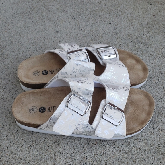 Esmara Shoes - Natural Walk by Esmara Womens Floral Metallic Buckle Sandals Size 7 Comfort